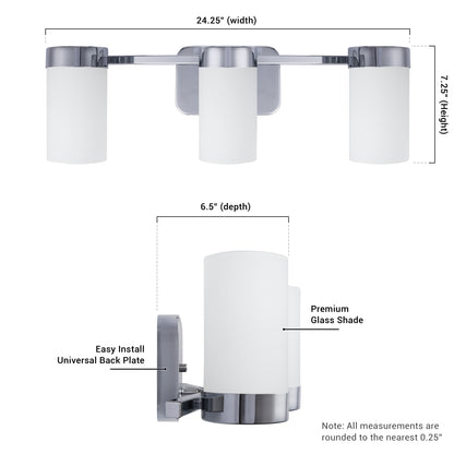 Revis 3-Light Silver Dimmable Bathroom Vanity Light